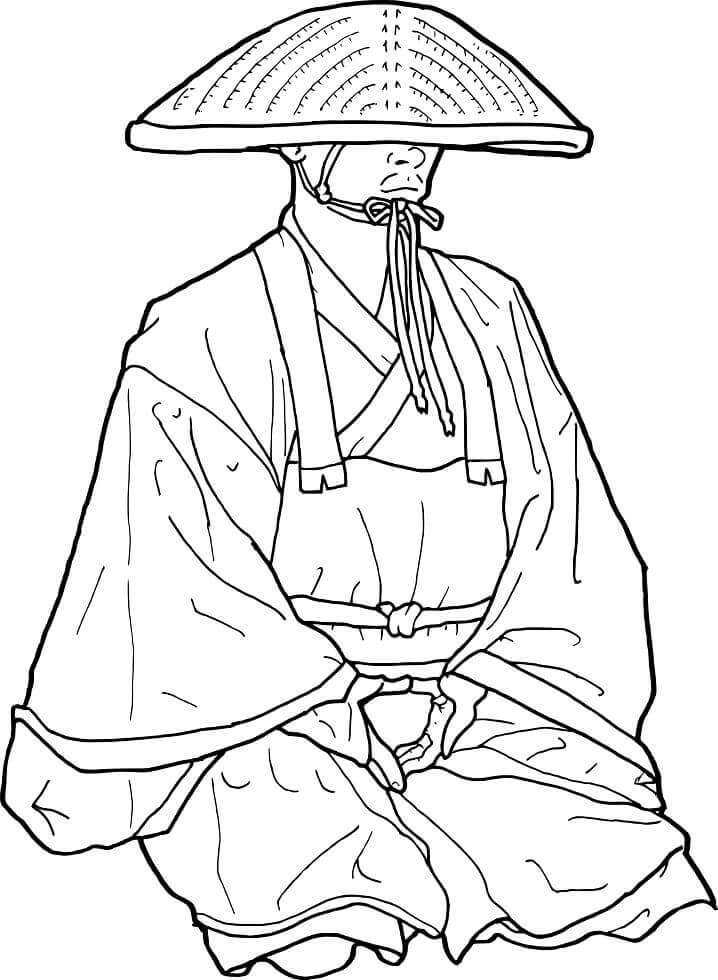 Monge Budista Japonês para colorir