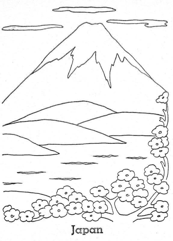 Montanha No Japao para colorir