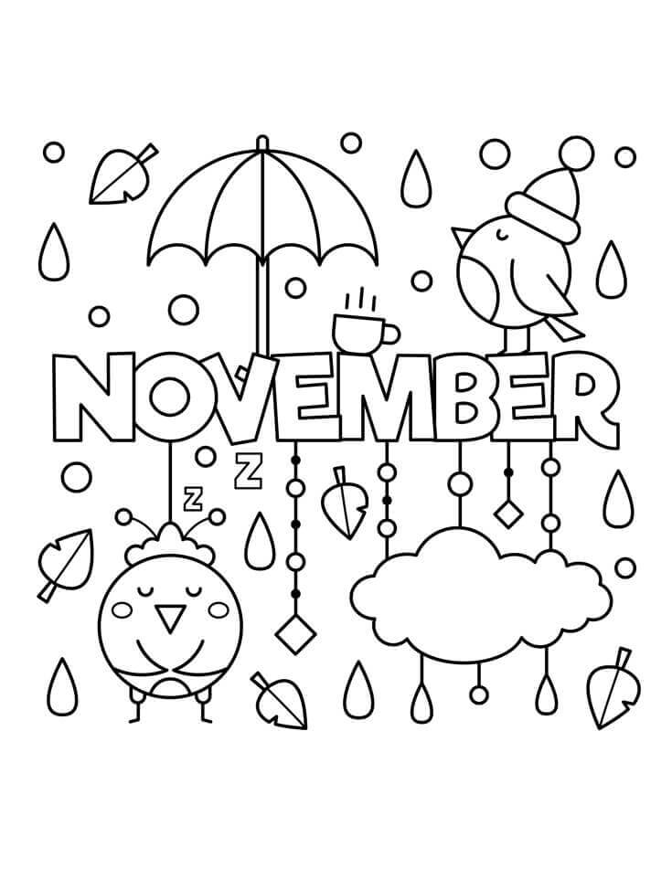 Novembro Com Chuva para colorir