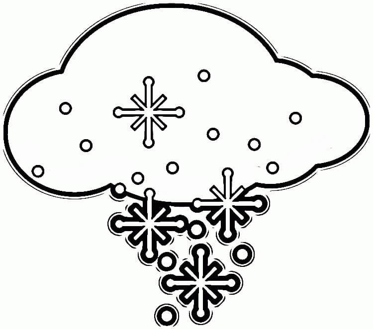 Nuvem com Floco de Neve para colorir