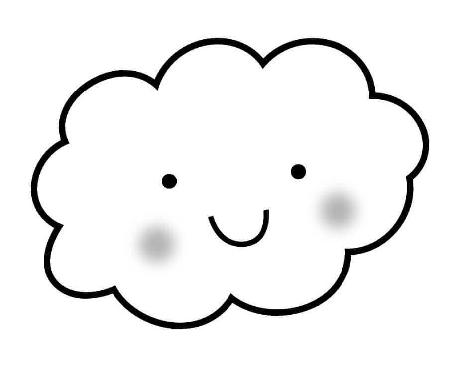 Desenhos de Nuvem Kawaii para colorir