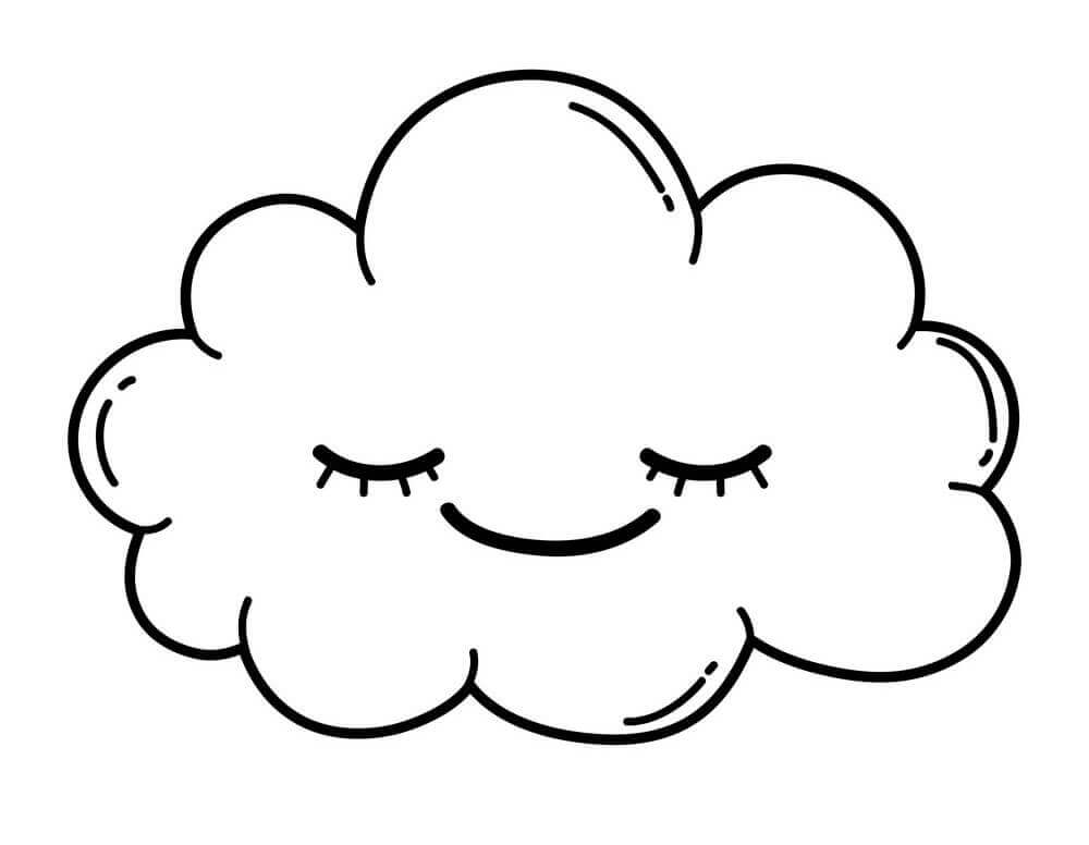 Desenhos de Nuvem Sorridente Básica para colorir