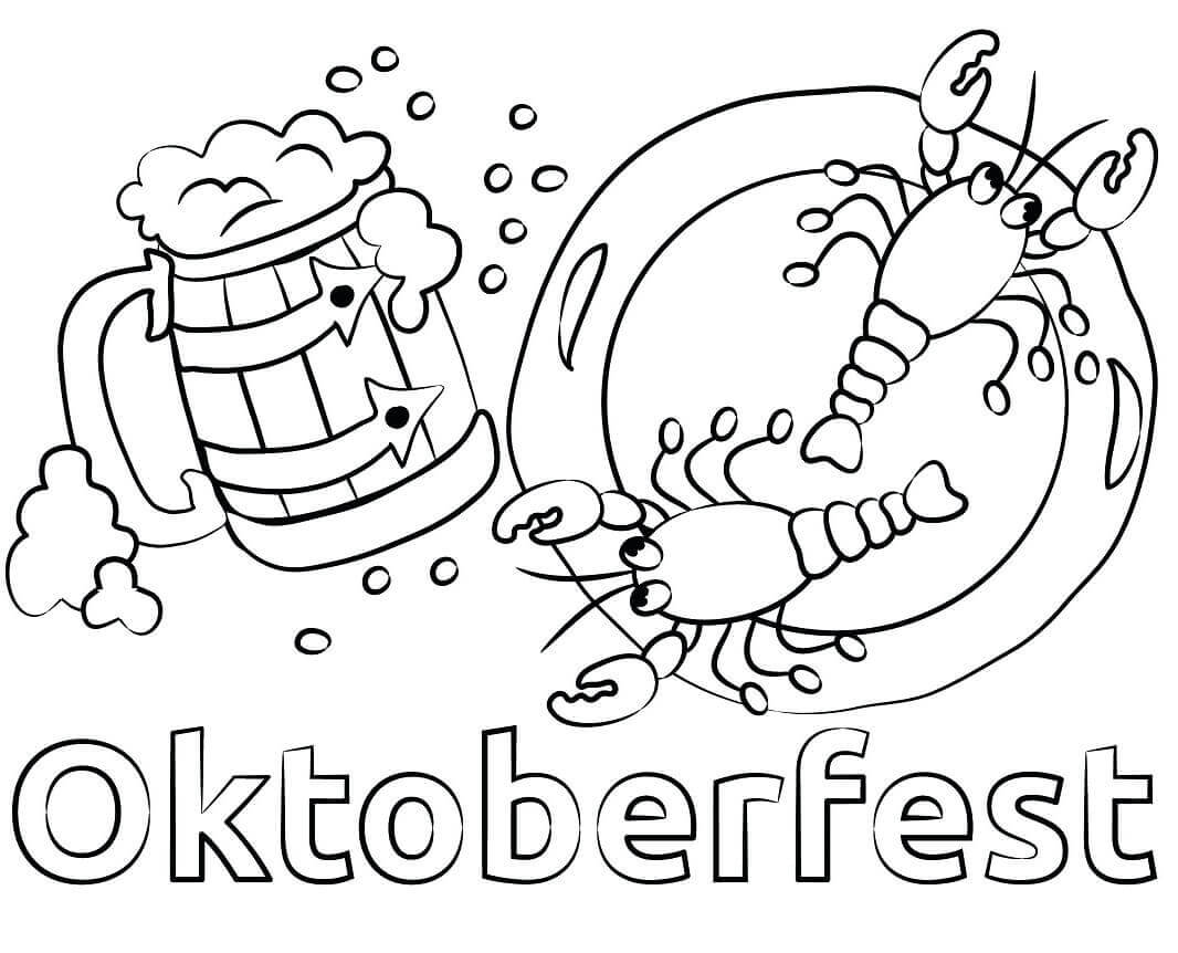 Desenhos de Oktoberfest de Cerveja e Frutos do Mar para colorir