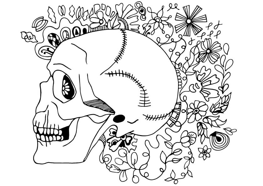 Desenhos de Osso com Flores para colorir