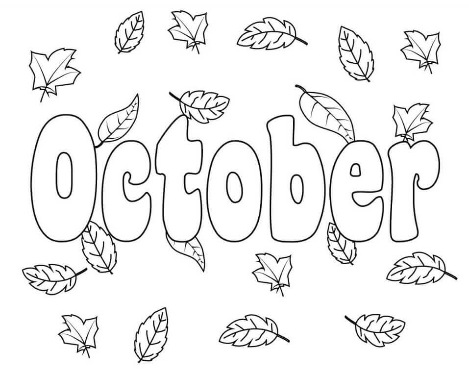 Outubro Com Folha para colorir