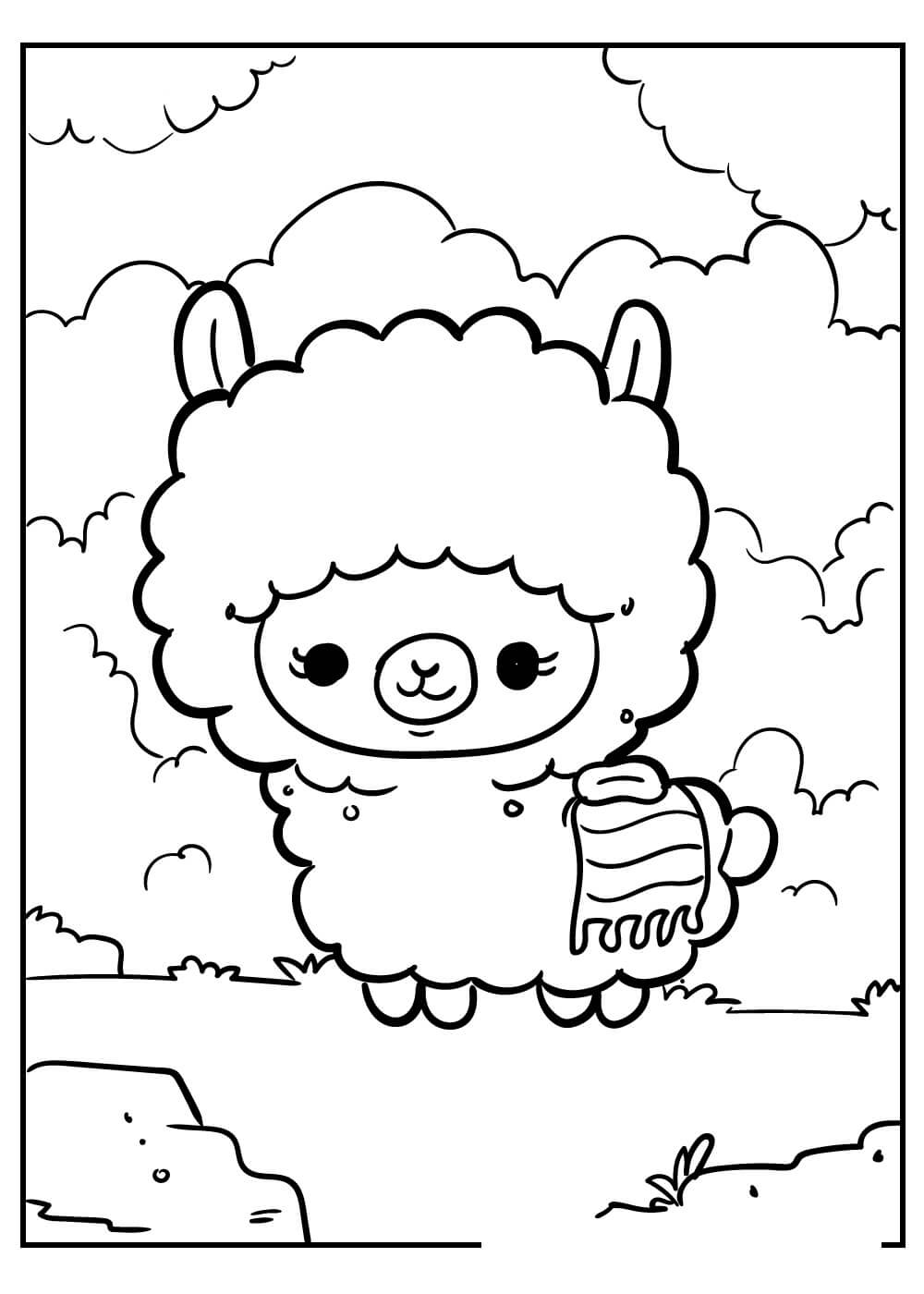 Ovelha Kawaii para colorir