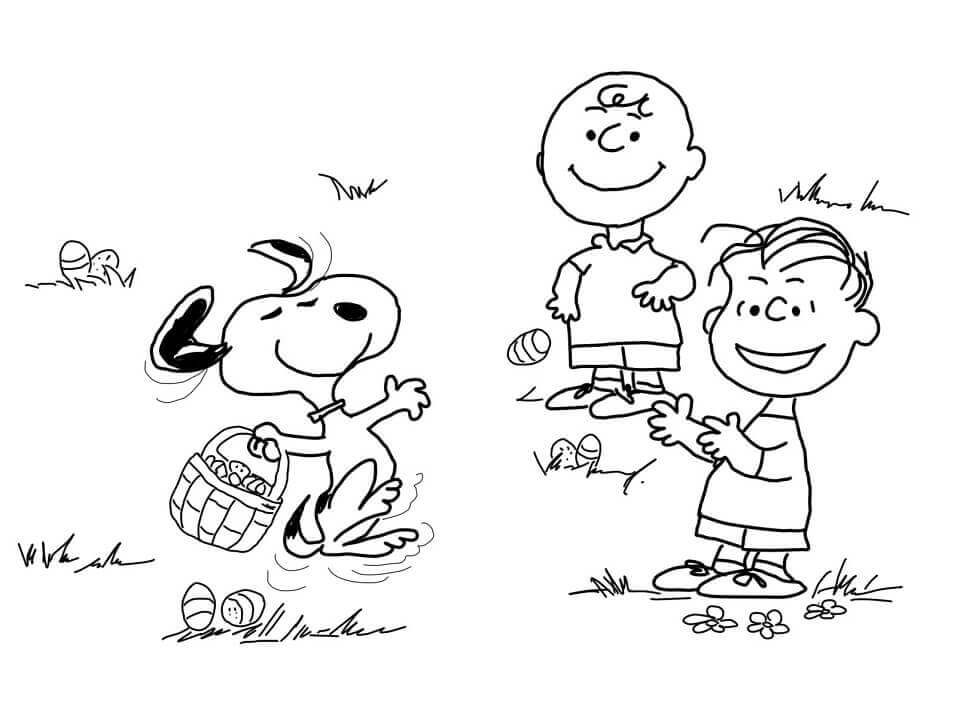 Páscoa De Charlie Brown para colorir
