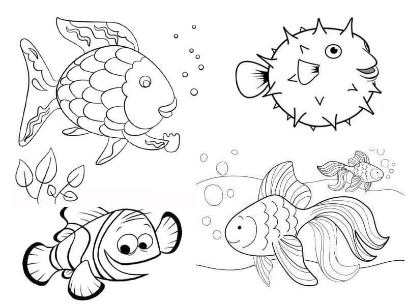 Peixe de Desenho Animado para colorir