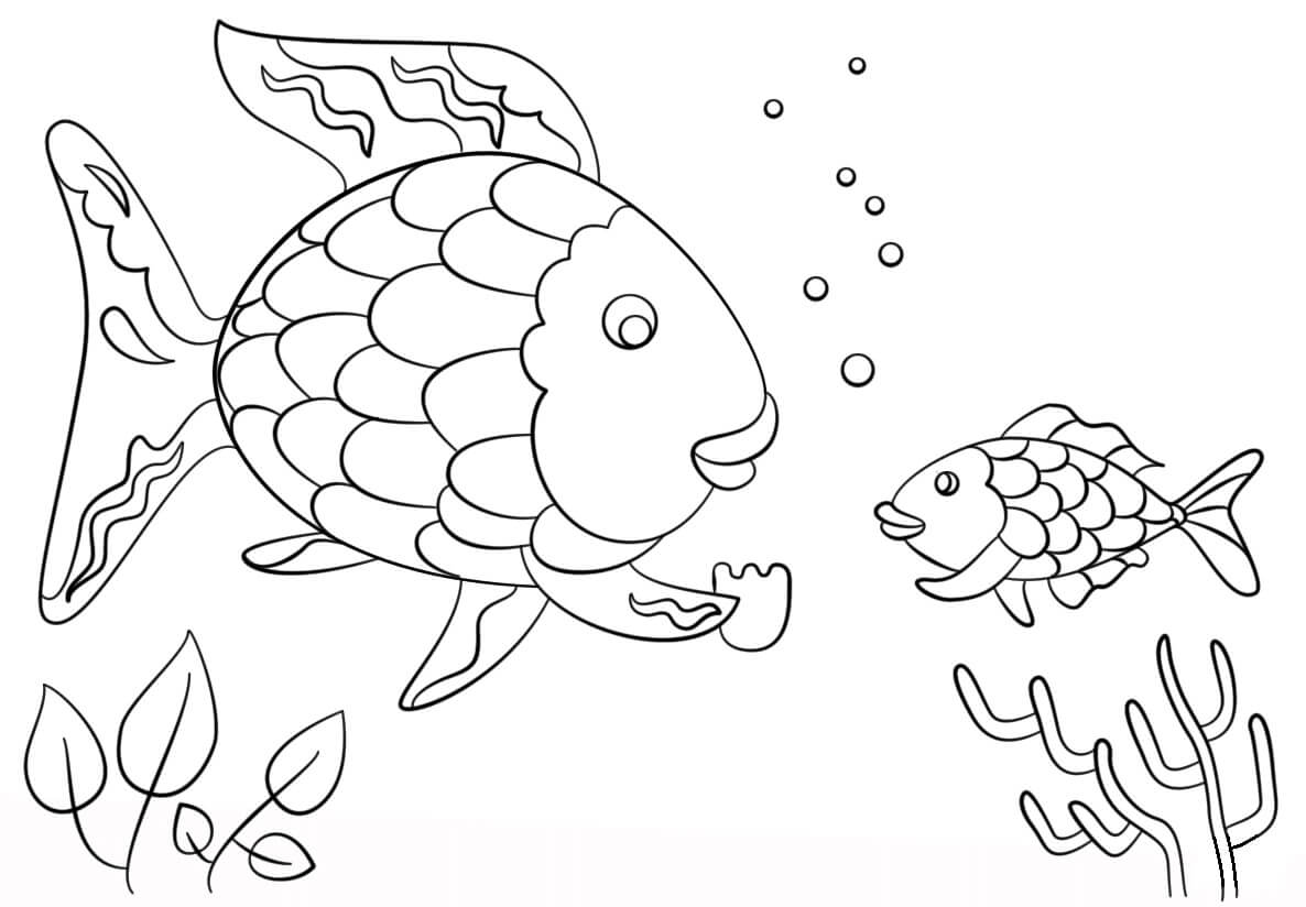 Peixes Arco-Íris E Peixes Pequenos para colorir