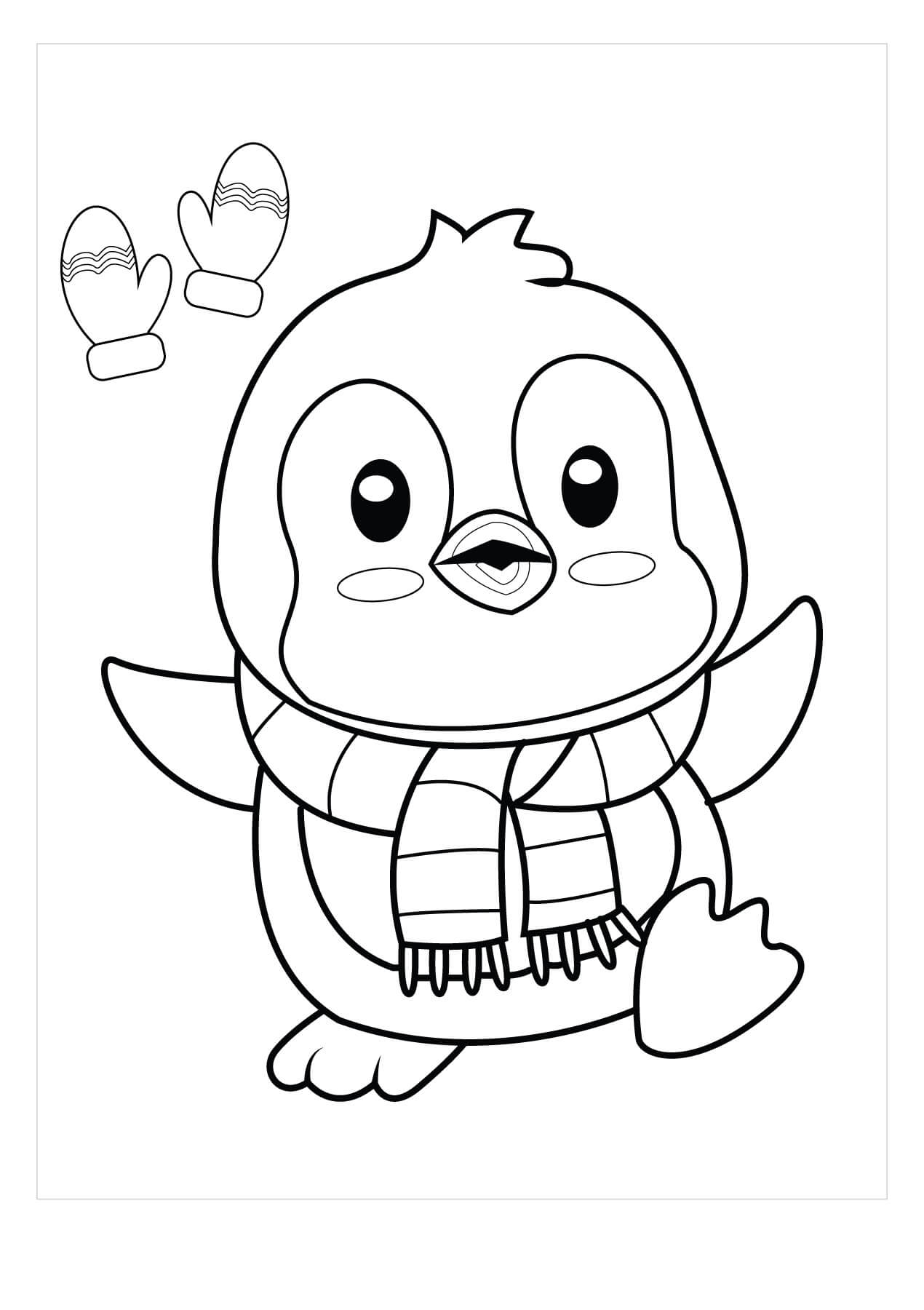 Pinguim Kawaii para colorir