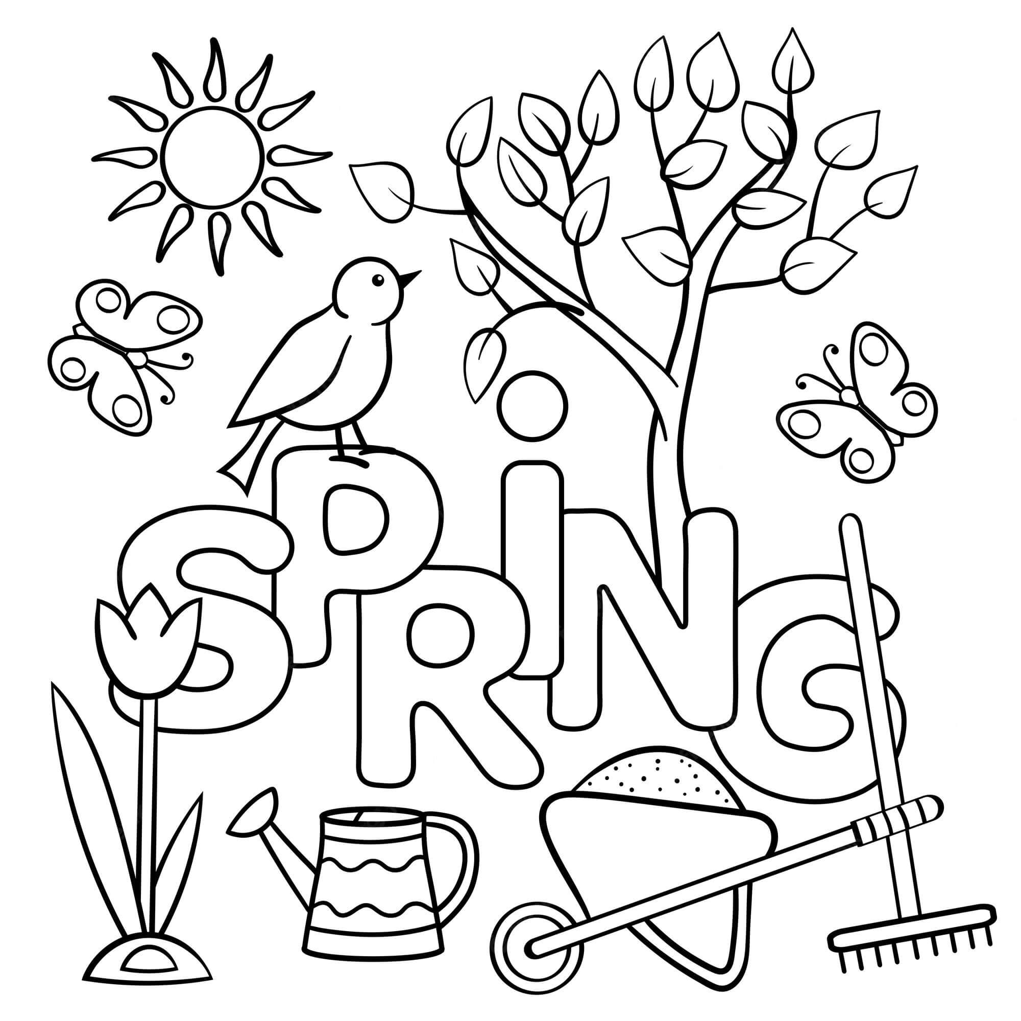 Desenhos de Primavera Básica para colorir