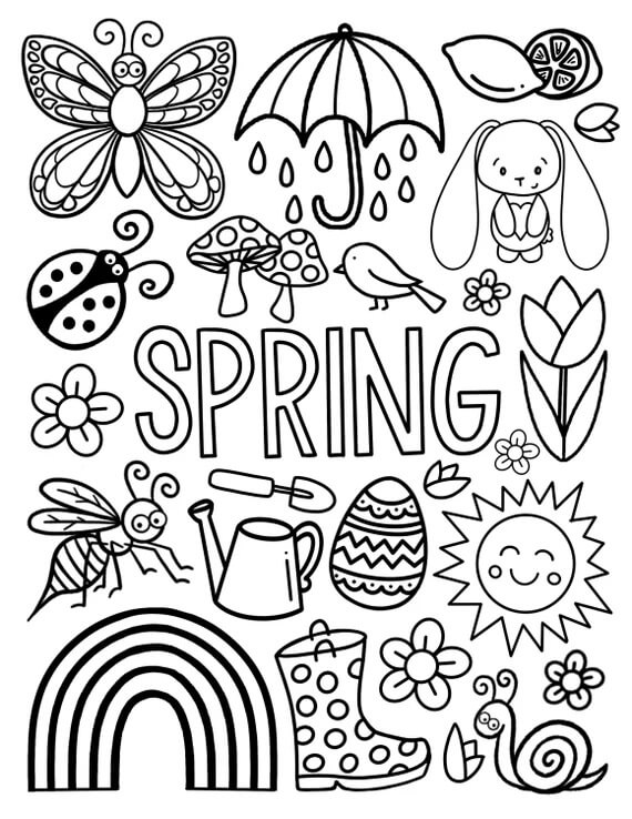 Desenhos de Primavera Simples para colorir