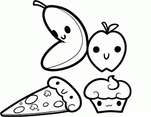 Desenhos de Quatro Comida Rápida Kawaii para colorir