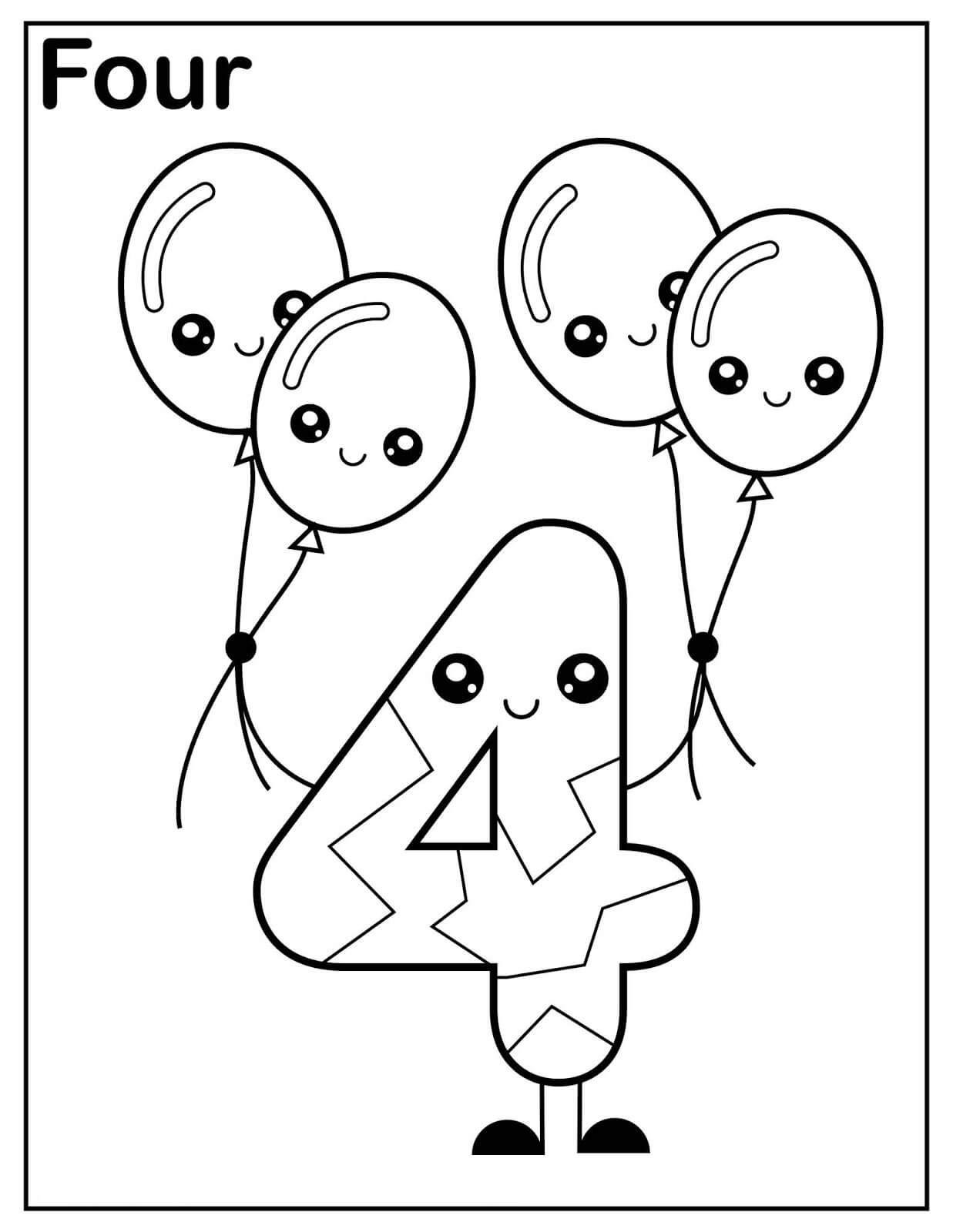 Desenhos de Quatro Kawaii para colorir