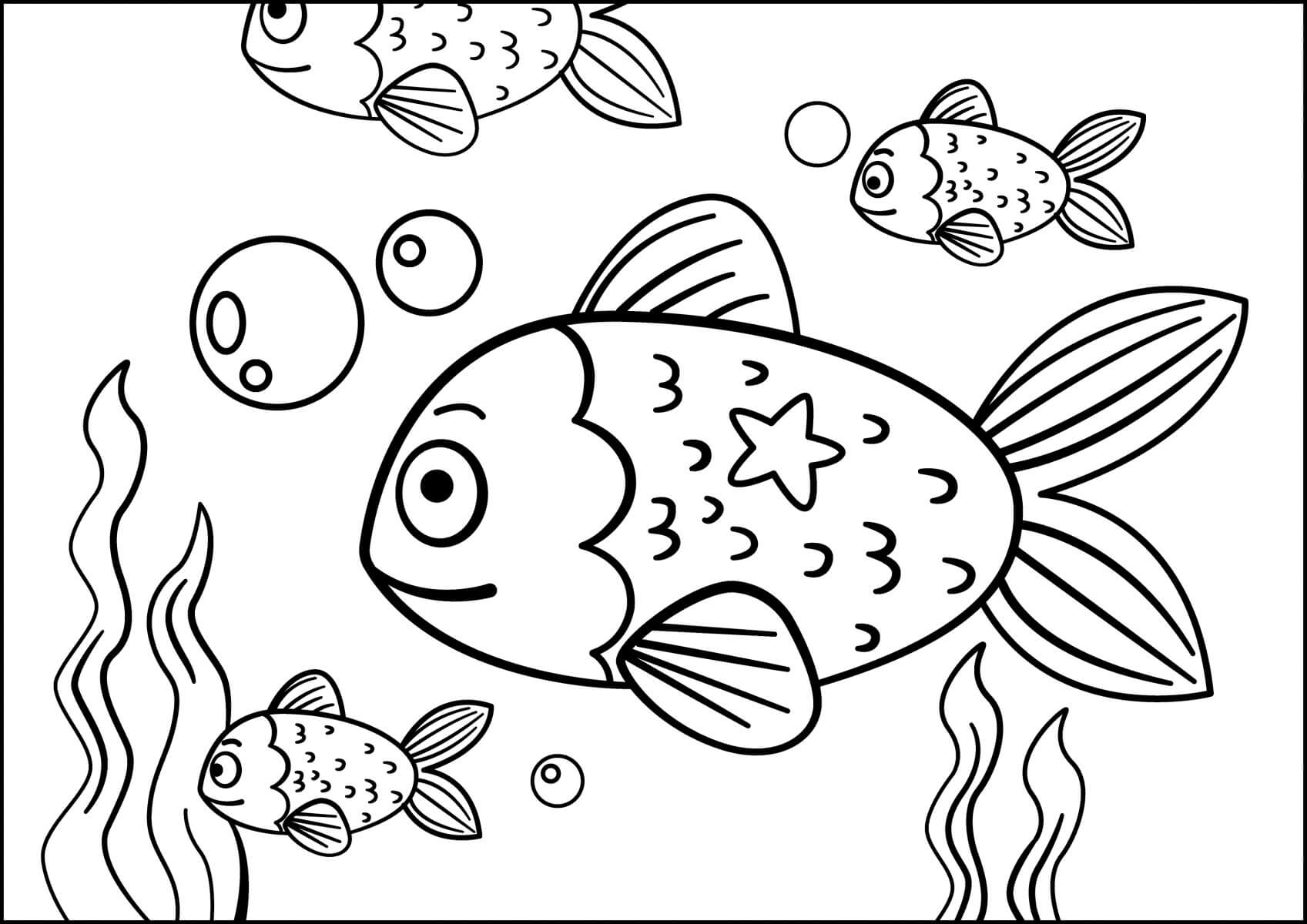 Quatro Peixes no Mar para colorir