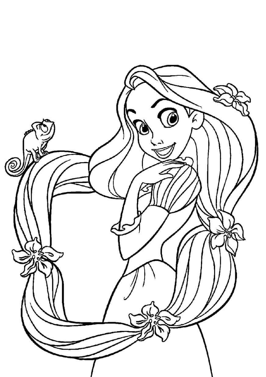 Rapunzel básico com Pascal para colorir