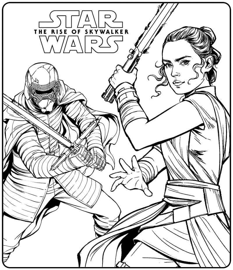 Desenhos de Rey vs. Kylo Ren para colorir