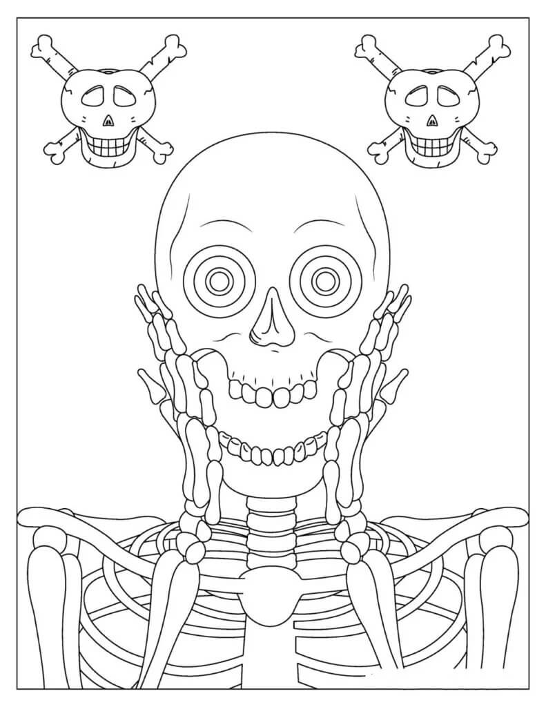 Rosto de Esqueleto Fofo para colorir