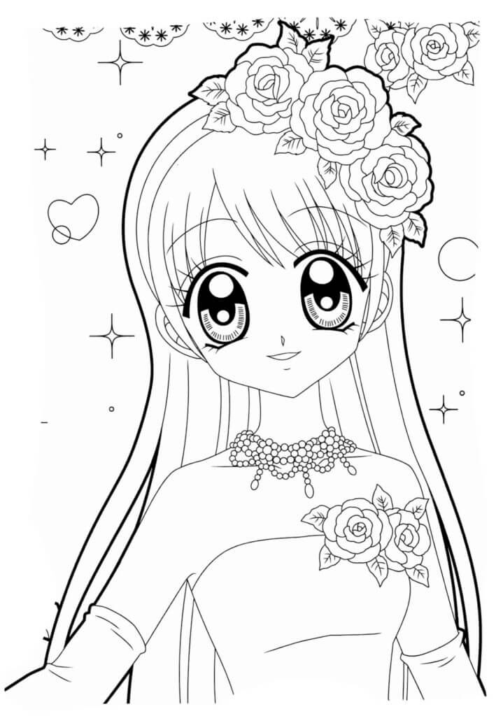 Rosto de Garota kawaii para colorir