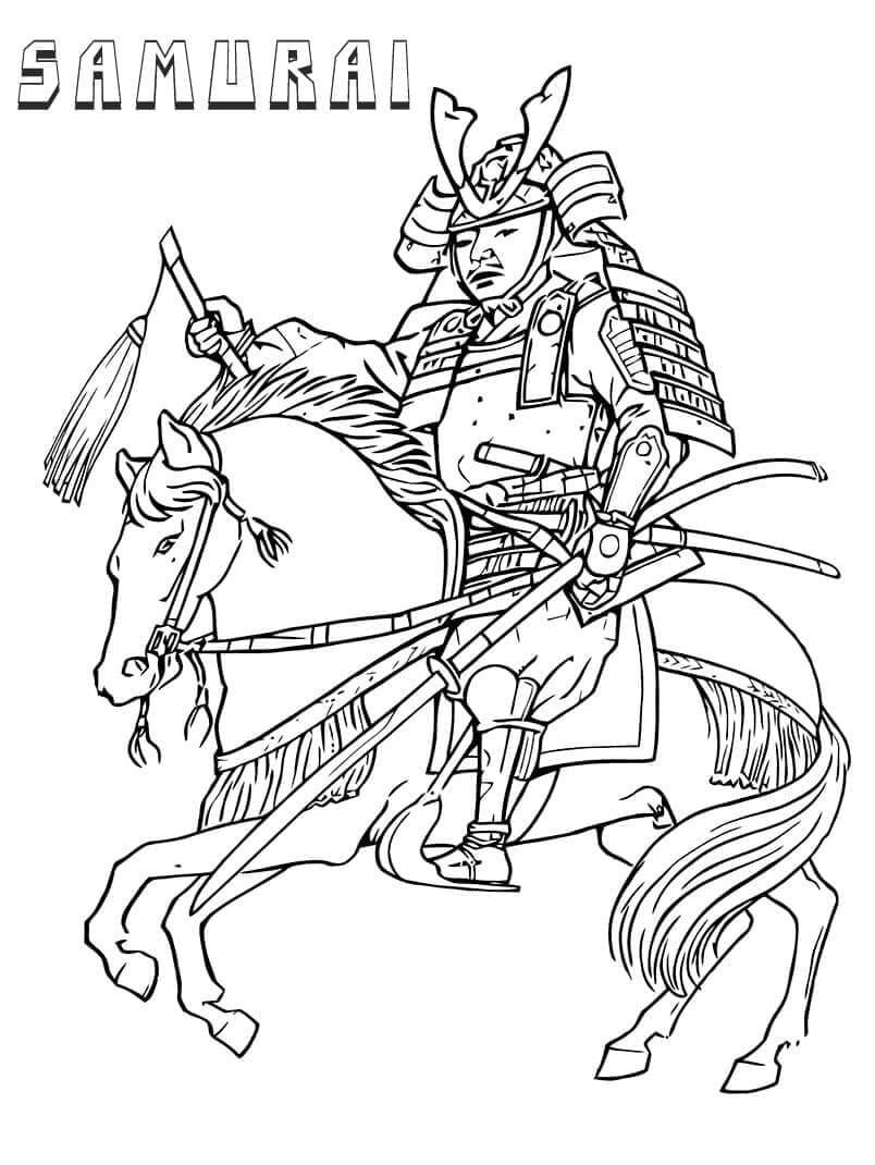 Desenhos de Samurai a Cavalo para colorir