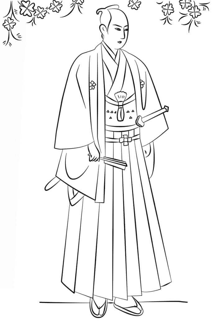 Samurai Japonês para colorir