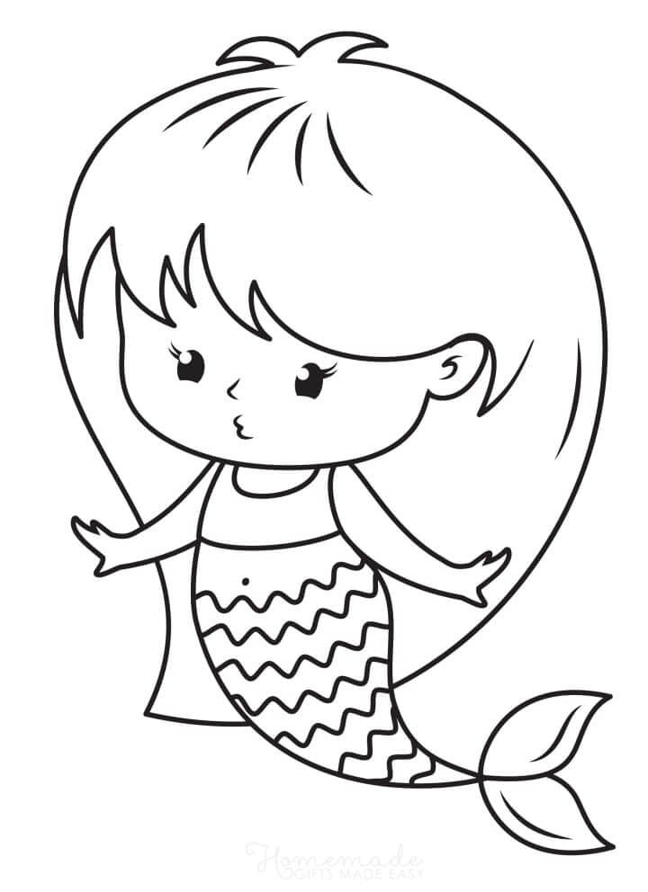 Desenhos de Sereia Kawaii para colorir