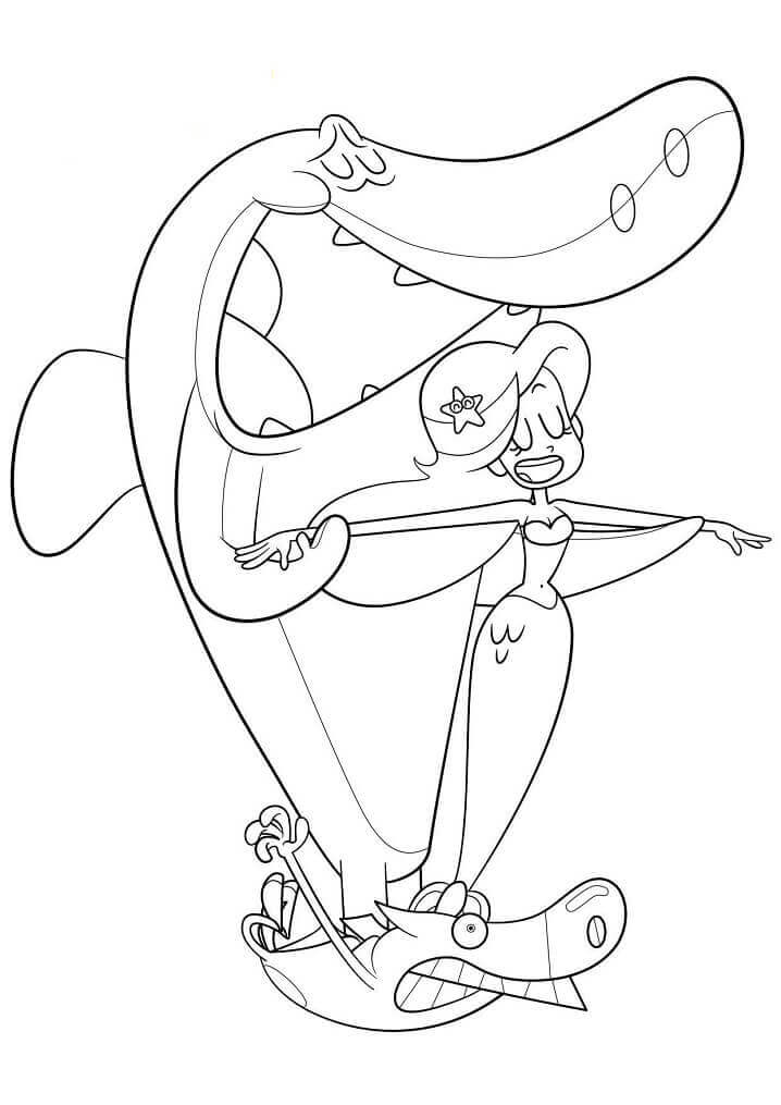 Desenhos de Sharko e Marina com Zig para colorir