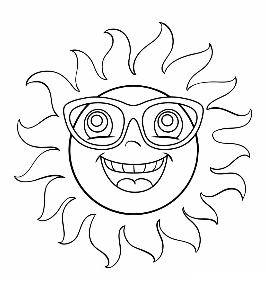 Desenhos de Sol Divertido de Desenho Animado para colorir