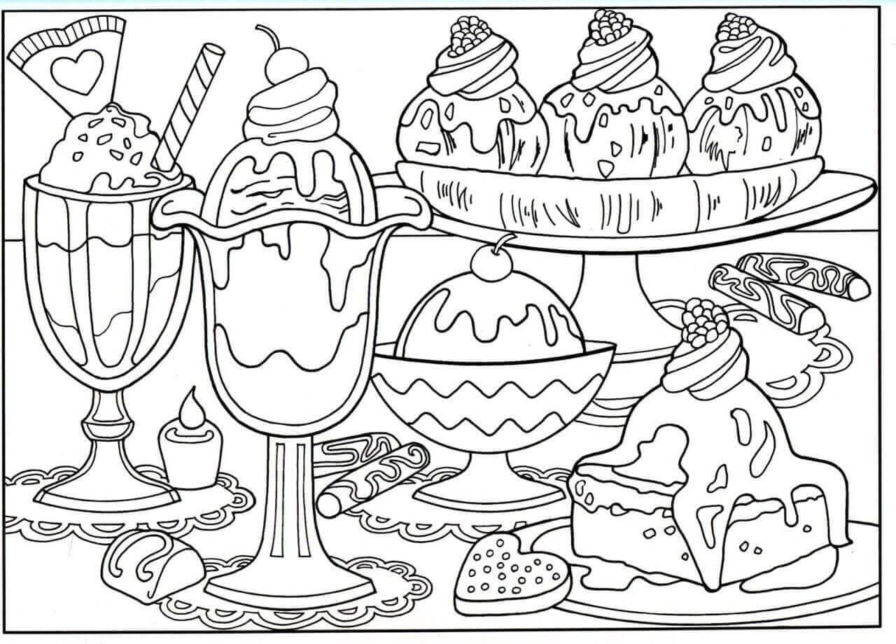 Desenhos de Sorvetes em Uma Mesa para colorir