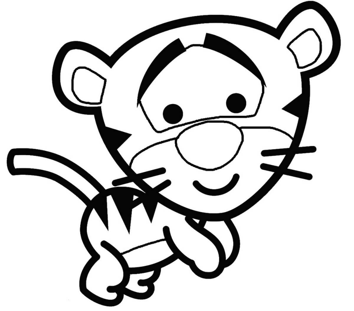 Desenhos de Tigre Kawaii para colorir