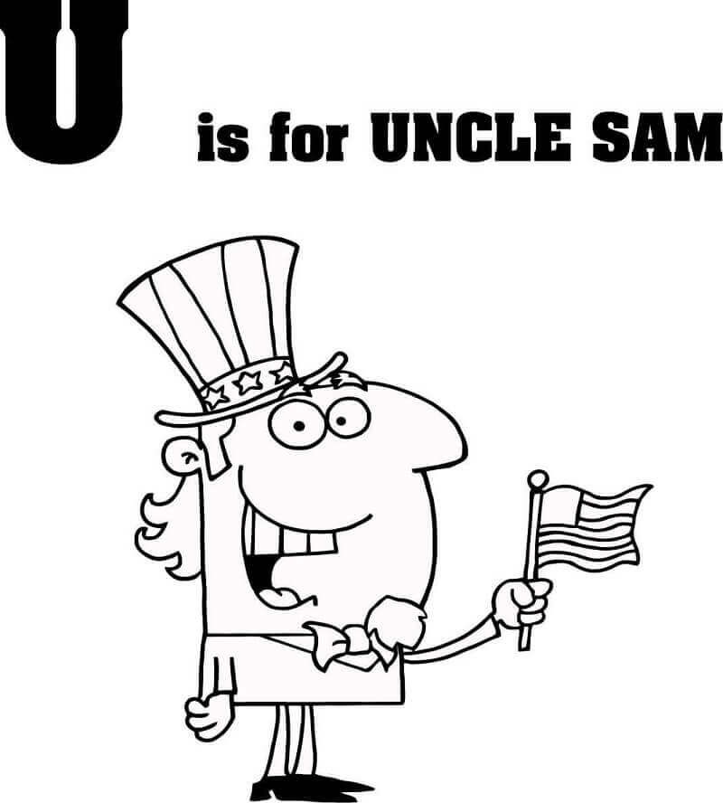 Tio Sam, Letra U para colorir