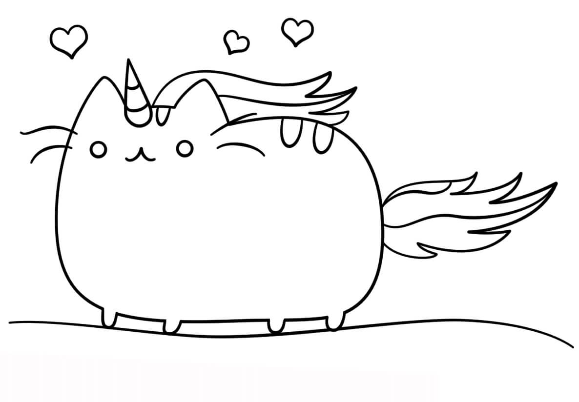 Desenhos de Unicórnio de Pusheen Kawaii para colorir