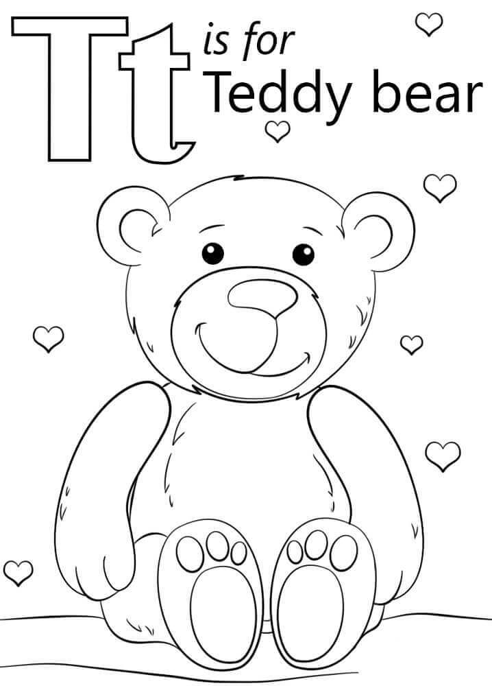 Urso Teddy – Letra T para colorir