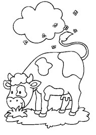 Desenhos de Vaca Fofa Comendo Grama para colorir