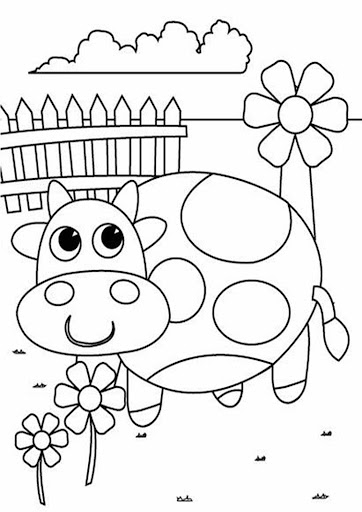 Desenhos de Vaca Sorrindo Kawaii para colorir