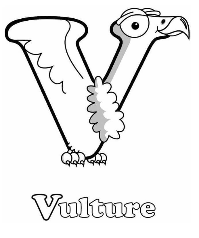 Vulture Letter V para colorir
