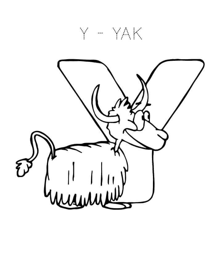 Yak Bonitinho Letra Y para colorir