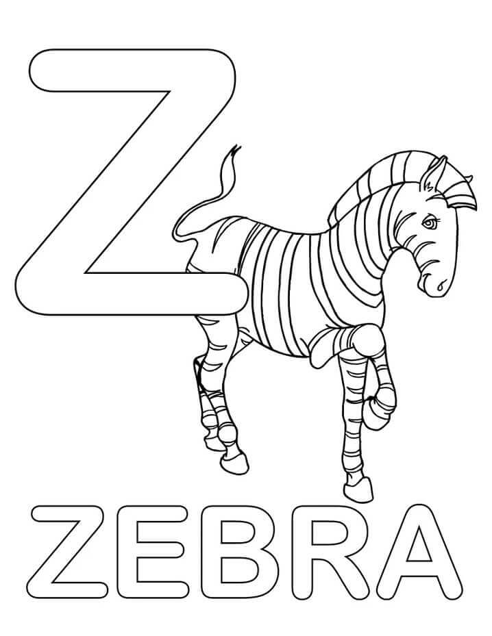 Desenhos de Zebra Letter Z Sorrindo para colorir
