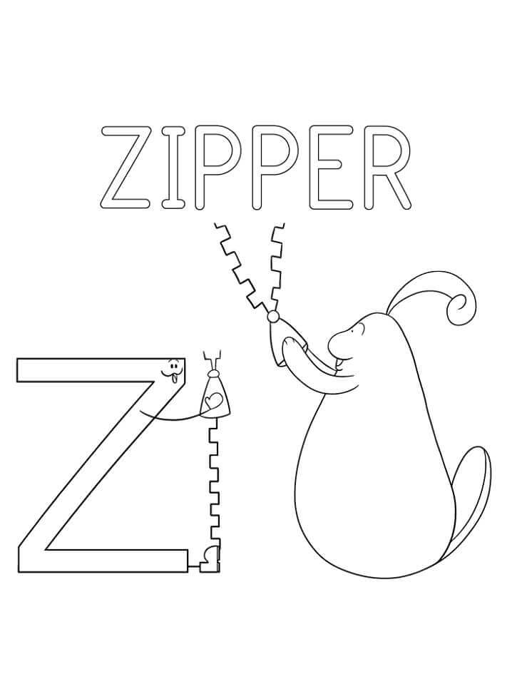 Desenhos de Zíper Letra Z Fofo para colorir
