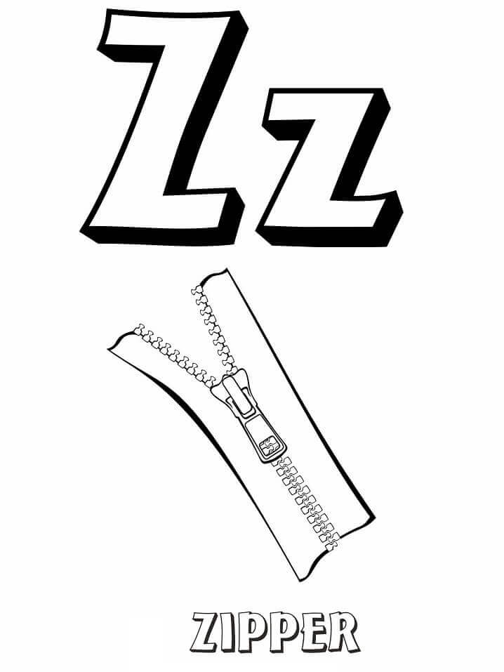Desenhos de Zíper Letra Z para colorir
