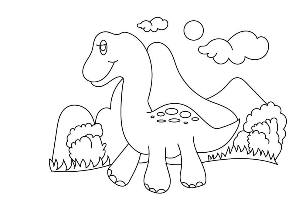 Bebê Dinossauro Caminhando para colorir