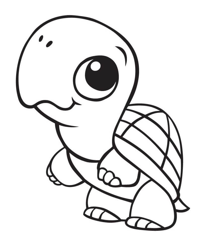 Bebê Fofo Tartaruga para colorir