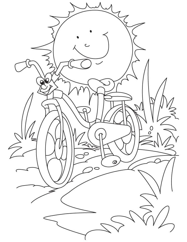 Bicicleta de desenho animado para colorir