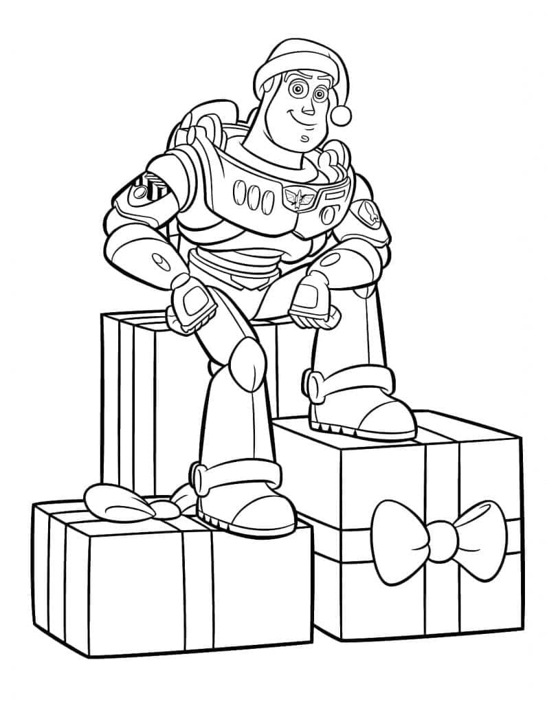 Desenhos de Buzz Lightyear e presentes para colorir