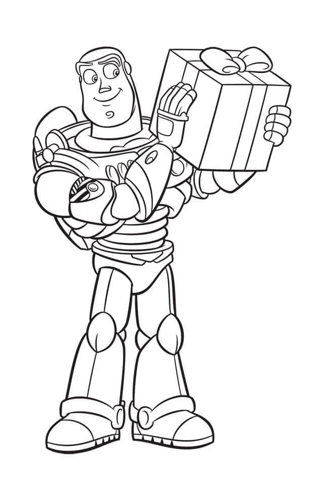 Desenhos de Buzz Lightyear e um presente para colorir