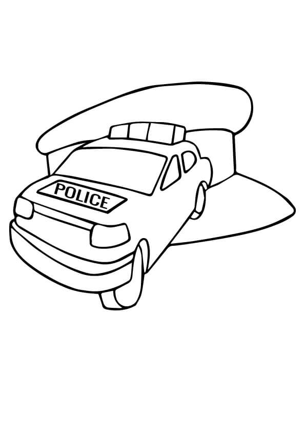 Desenhos de Carro de Polícia e Chapéu para colorir