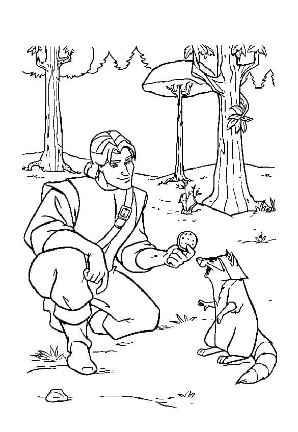 Desenhos de Desenhando John Smith e Meeko para colorir