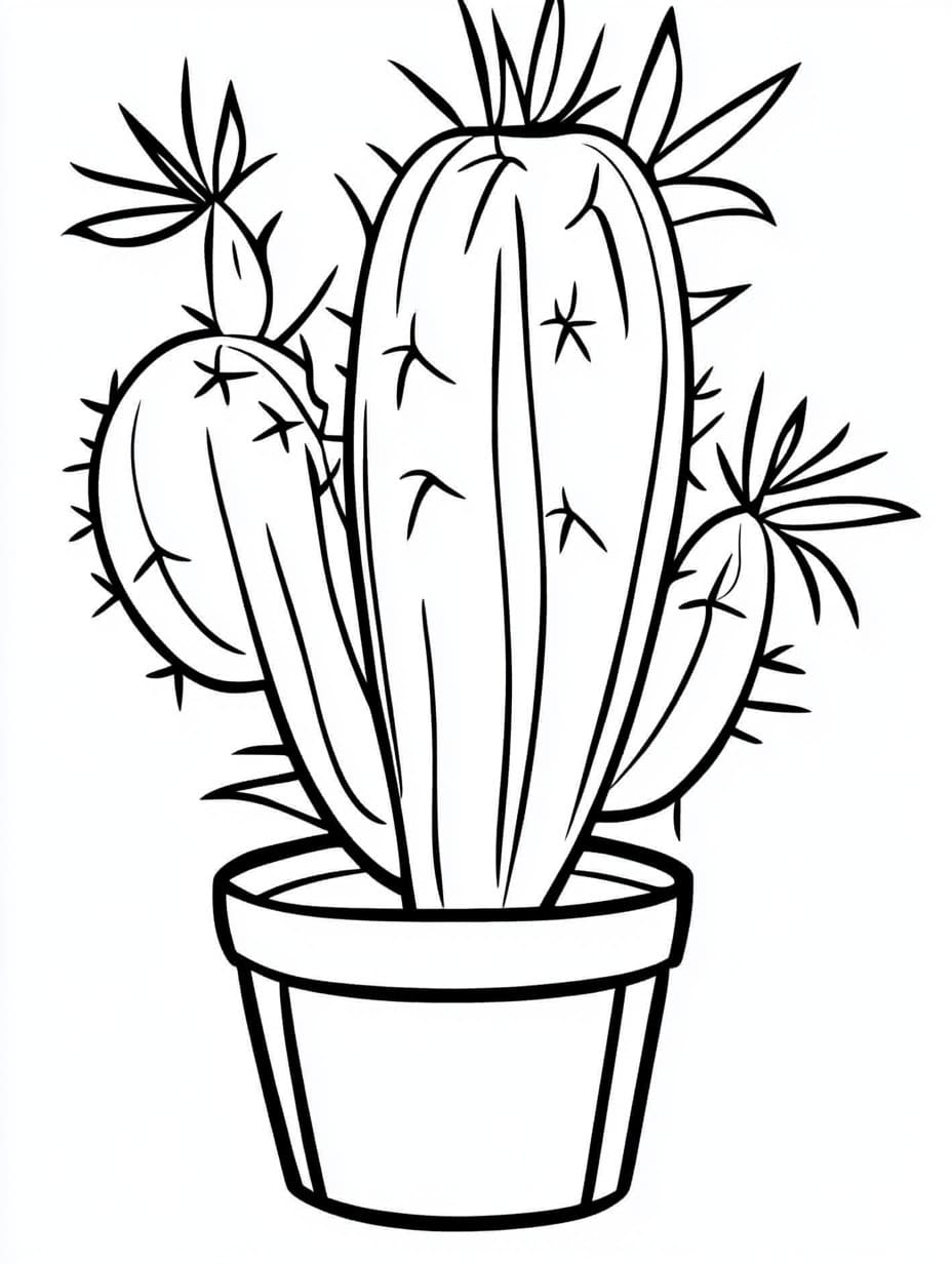 Desenhar Cacto fácil para colorir