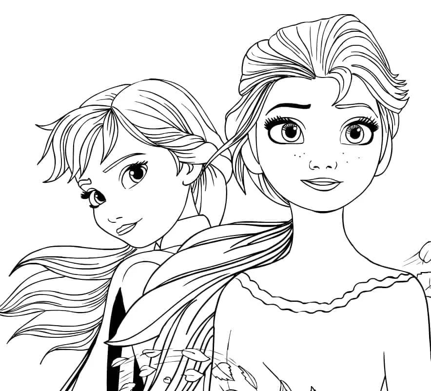 Desenhos de Desenhar Elsa e Anna é legal para colorir