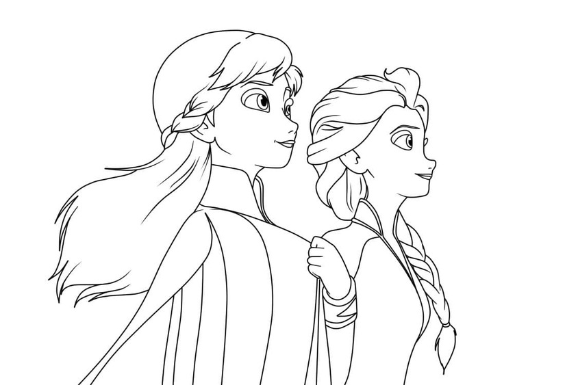 Desenhos de Desenhar Elsa e Anna fácil para colorir